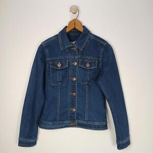 Parasuco Jean Jacket Women Small Indigo Blue Denim Front Pockets Regular Fit